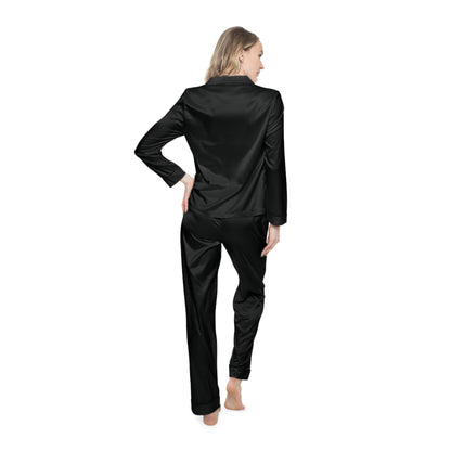 Women's Black Satin Pajama Set — Luxurious Long-Sleeve Sleepwear