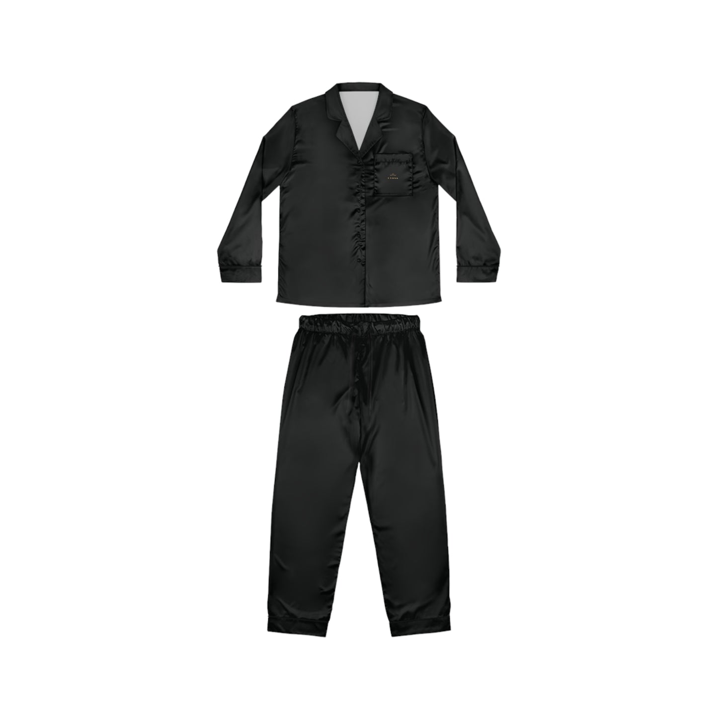 Women's Black Satin Pajama Set — Luxurious Long-Sleeve Sleepwear