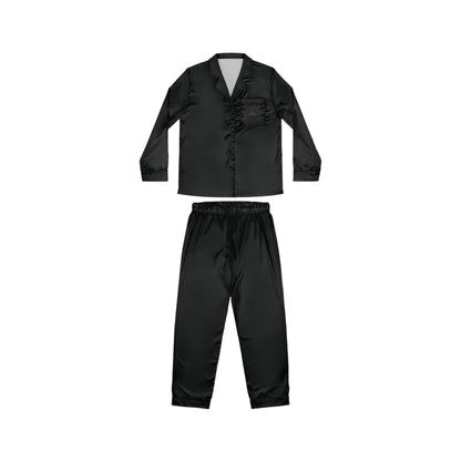 Women's Black Satin Pajama Set — Luxurious Long-Sleeve Sleepwear