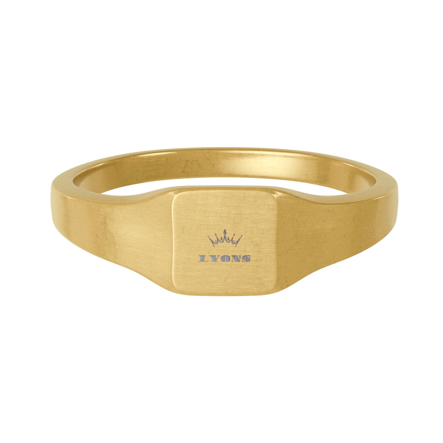 Engravable Stainless Steel Square Signet Ring — Custom Initials, Crown Accent